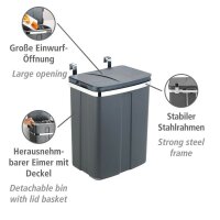 WENKO Mülleimer 12,0 l grau, 1 St.