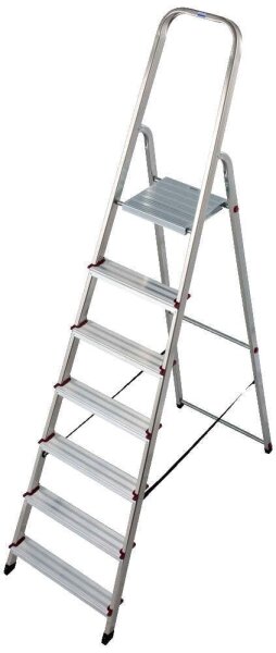 KRAUSE Stehleiter einseitig CORDA silber 7 Stufen, H: 220,0 cm