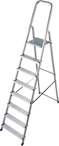 KRAUSE Stehleiter einseitig CORDA silber 8 Stufen, H: 240,0 cm