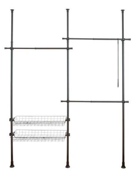 WENKO Teleskop-Garderobe Herkules Duo 50631100 schwarz Metall 164,0 - 215,0 x 165,0 - 300,0 cm, 1 St.