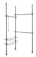 WENKO Teleskop-Garderobe Herkules Duo 50631100 schwarz Metall 164,0 - 215,0 x 165,0 - 300,0 cm, 1 St.