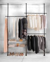 WENKO Teleskop-Garderobe Herkules Duo 50631100 schwarz Metall 164,0 - 215,0 x 165,0 - 300,0 cm, 1 St.