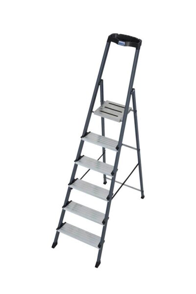 KRAUSE Stehleiter einseitig Securo schwarz 6 Stufen, H: 210,0 cm