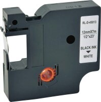 G&G Schriftband D1 ersetzt Dymo 45013/S0720530 10286, 12 mm, schwarz auf weiß, 1 St.