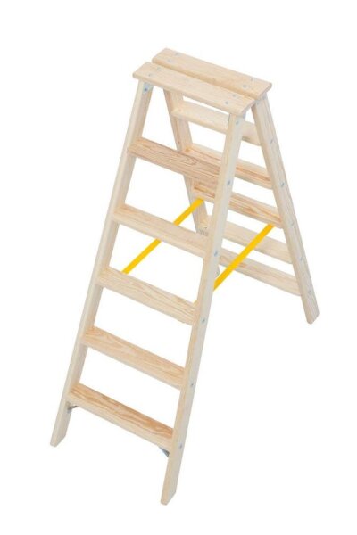 KRAUSE Stehleiter beidseitig Stabilo natur 2x 6 Stufen, H: 140,0 cm
