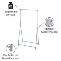 WENKO Kleiderständer silber Metall 88,0 x 100,0 - 168,0 cm, 1 St.
