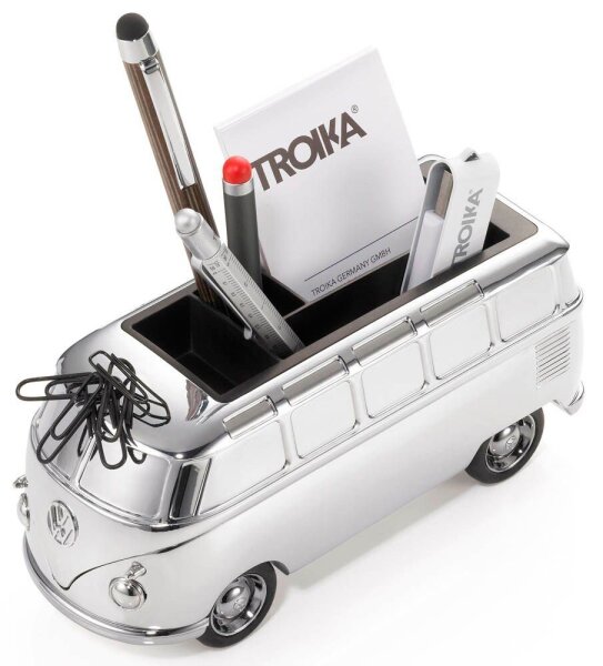 TROIKA® Stiftehalter FOREVER T1 schwarz/silberfarben Metall 4 Fächer 16,0 x 4,0 x 7,9 cm