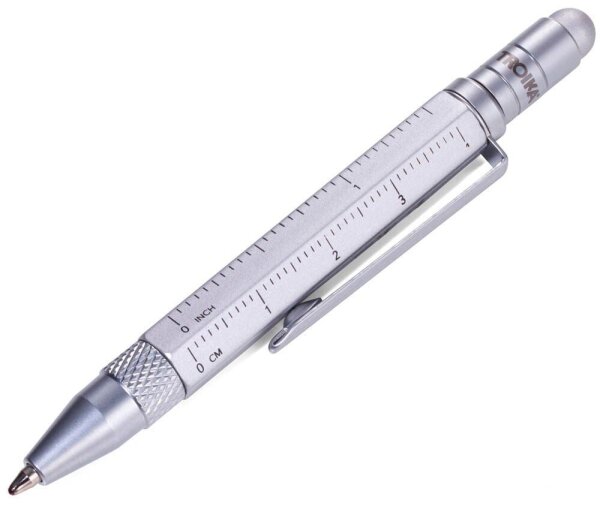 TROIKA® Kugelschreiber LILIPUT TOOL PEN silber, Schreibfarbe: schwarz, 1 St.