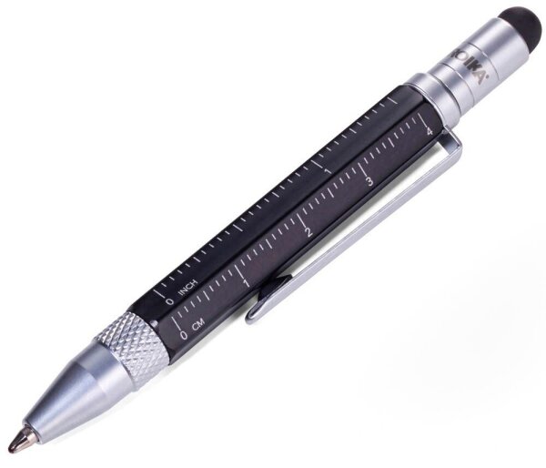 TROIKA® Kugelschreiber LILIPUT TOOL PEN schwarz/silber, Schreibfarbe: schwarz, 1 St.
