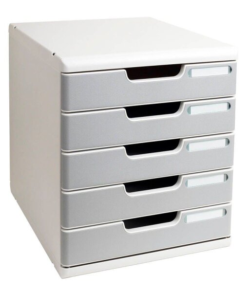 Exacompta Schubladenbox Modulo  steingrau 301041D, DIN A4 mit 5 Schubladen, 1 St.