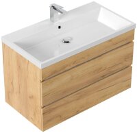 POSSEIK Waschbecken mit Unterschrank FELLINI 90 eiche gold 90,0 x 48,0 x 58,4 cm