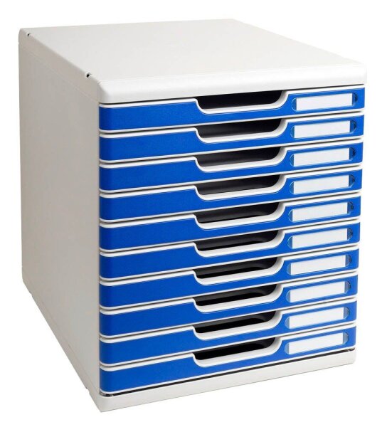 Exacompta Schubladenbox Modulo  blau 302003D, DIN A4 mit 10 Schubladen, 1 St.