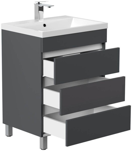POSSEIK Waschbecken mit Unterschrank FELLINI 70 grafit 70,0 x 48,0 x 83,5 cm