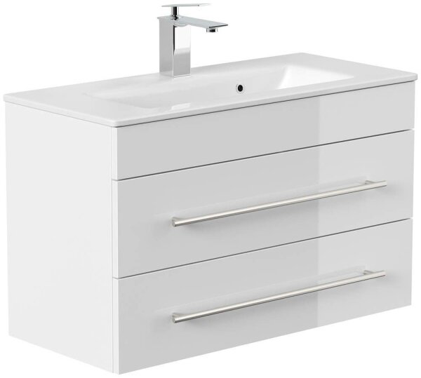 POSSEIK Waschbecken mit Unterschrank PORTUS SLIMLINE 800 weiß glanz 80,0 x 36,0 x 49,6 cm