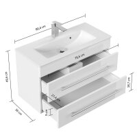 POSSEIK Waschbecken mit Unterschrank PORTUS SLIMLINE 800 weiß glanz 80,0 x 36,0 x 49,6 cm