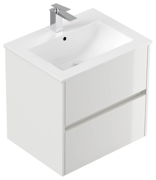 POSSEIK Waschbecken mit Unterschrank LIMES 60 weiß glanz 60,0 x 46,5 x 58,5 cm