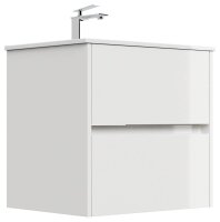 POSSEIK Waschbecken mit Unterschrank LIMES 60 weiß glanz 60,0 x 46,5 x 58,5 cm