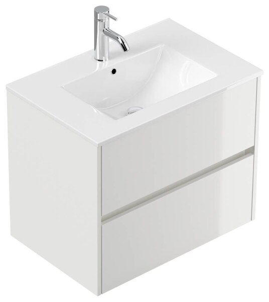 POSSEIK Waschbecken mit Unterschrank LIMES 70 weiß glanz 70,0 x 46,5 x 58,5 cm