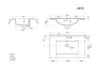POSSEIK Waschbecken mit Unterschrank LIMES 70 weiß glanz 70,0 x 46,5 x 58,5 cm