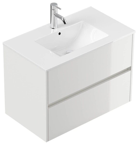 POSSEIK Waschbecken mit Unterschrank LIMES 80 weiß glanz 80,0 x 46,5 x 58,5 cm