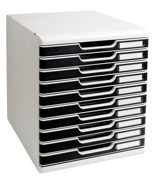 Exacompta Schubladenbox Modulo  schwarz 302014D, DIN A4 mit 10 Schubladen, 1 St.
