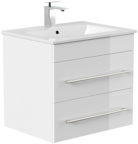 POSSEIK Waschbecken mit Unterschrank APOLLO weiß glanz 61,5 x 46,5 x 54,0 cm