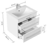 POSSEIK Waschbecken mit Unterschrank APOLLO weiß glanz 61,5 x 46,5 x 54,0 cm