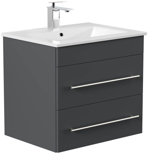 POSSEIK Waschbecken mit Unterschrank APOLLO grafit 61,5 x 46,5 x 54,0 cm