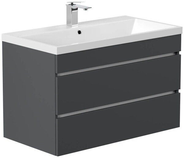 POSSEIK Waschbecken mit Unterschrank FELLINI 90 grafit 90,0 x 48,0 x 58,4 cm