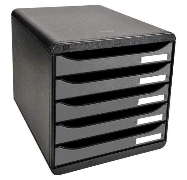 Exacompta Schubladenbox BIG-BOX PLUS  silber 309738D, DIN A4 mit 5 Schubladen, 1 St.