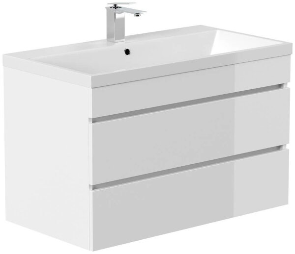 POSSEIK Waschbecken mit Unterschrank FELLINI 90 weiß glanz 90,0 x 48,0 x 58,4 cm  ( 4251982673720 )