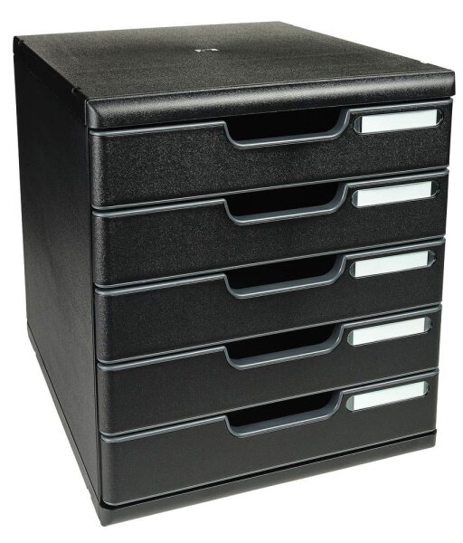 Exacompta Schubladenbox Modulo  schwarz 301414D, DIN A4 mit 5 Schubladen, 1 St.