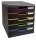 Exacompta Schubladenbox Modulo  schwarz mit bunten Farblinien 301914D, DIN A4 mit 5 Schubladen, 1 St.