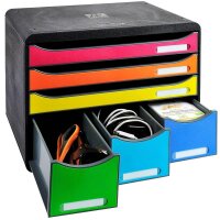 Exacompta Schubladenbox STORE-BOX  rot, orange, gelb, grün, hellblau, violett 306798D, DIN A4 quer mit 6 Schubladen, 1 St.