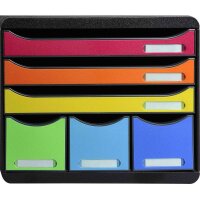 Exacompta Schubladenbox STORE-BOX  rot, orange, gelb, grün, hellblau, violett 306798D, DIN A4 quer mit 6 Schubladen, 1 St.
