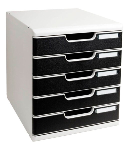 Exacompta Schubladenbox Modulo  schwarz 301014D, DIN A4 mit 5 Schubladen, 1 St.