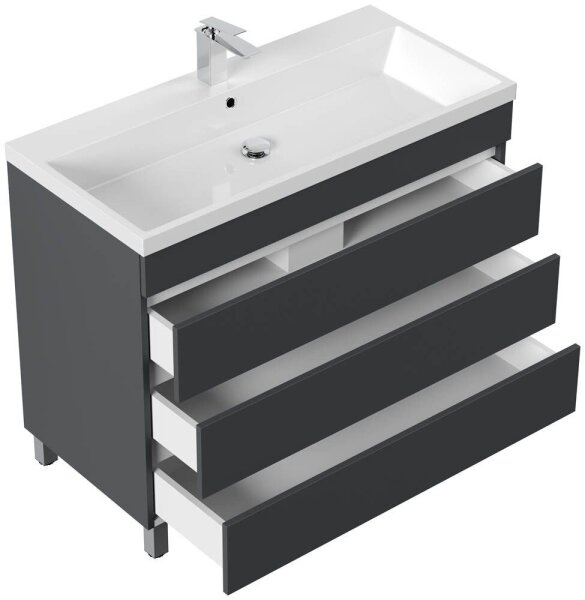 POSSEIK Waschbecken mit Unterschrank FELLINI 100 grafit 100,0 x 48,0 x 83,5 cm