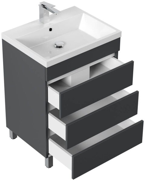 POSSEIK Waschbecken mit Unterschrank FELLINI 60 grafit 60,0 x 48,0 x 83,5 cm