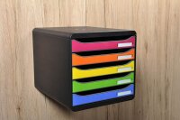 Exacompta Schubladenbox BIG-BOX PLUS  rot, orange, gelb, grün, violett 309798D, DIN A4 mit 5 Schubladen, 1 St.