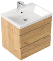 POSSEIK Waschbecken mit Unterschrank FELLINI 60 eiche gold 60,0 x 48,0 x 58,4 cm