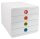 Exacompta Schubladenbox POP-BOX  weiß mit bunten Grifflöchern 314398D, DIN A4 mit 4 Schubladen, 1 St.