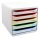 Exacompta Schubladenbox BIG-BOX PLUS  weiß mit bunten Farblinien 309913D, DIN A4 mit 5 Schubladen, 1 St.