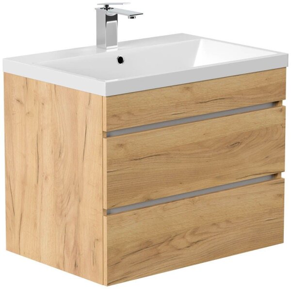 POSSEIK Waschbecken mit Unterschrank FELLINI 70 eiche gold 70,0 x 48,0 x 58,4 cm