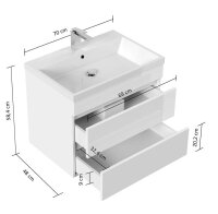 POSSEIK Waschbecken mit Unterschrank FELLINI 70 eiche gold 70,0 x 48,0 x 58,4 cm
