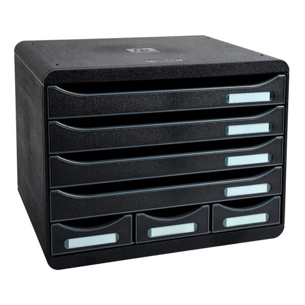 Exacompta Schubladenbox STORE-BOX  schwarz 307714D, DIN A4 quer mit 7 Schubladen, 1 St.