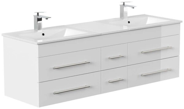 POSSEIK Waschbecken mit Unterschrank NERO XL weiß glanz 153,0 x 46,5 x 51,2 cm