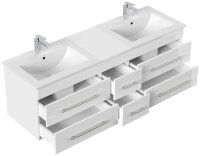 POSSEIK Waschbecken mit Unterschrank NERO XL weiß glanz 153,0 x 46,5 x 51,2 cm