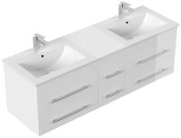 POSSEIK Waschbecken mit Unterschrank NERO XL weiß glanz 153,0 x 46,5 x 51,2 cm