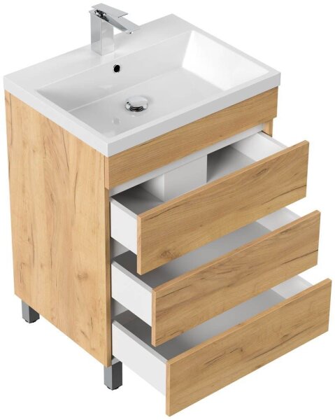 POSSEIK Waschbecken mit Unterschrank FELLINI 70 eiche gold 70,0 x 48,0 x 83,5 cm