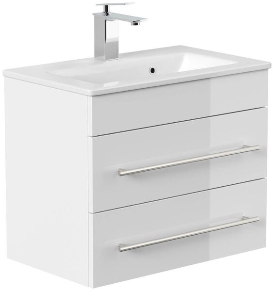 POSSEIK Waschbecken mit Unterschrank PORTUS SLIMLINE 600 weiß glanz 60,0 x 36,0 x 49,6 cm
